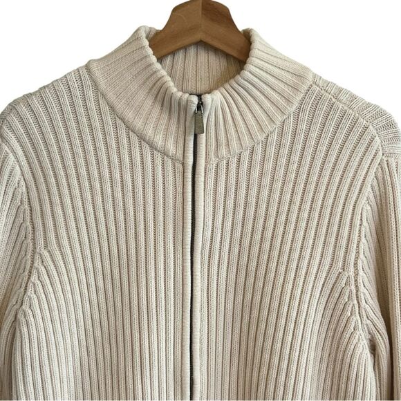 Lauren Ralph Lauren Womens Ribbed Knit Cardigan Sweater Sz 1X Minimalist Preppy - Picture 2 of 11